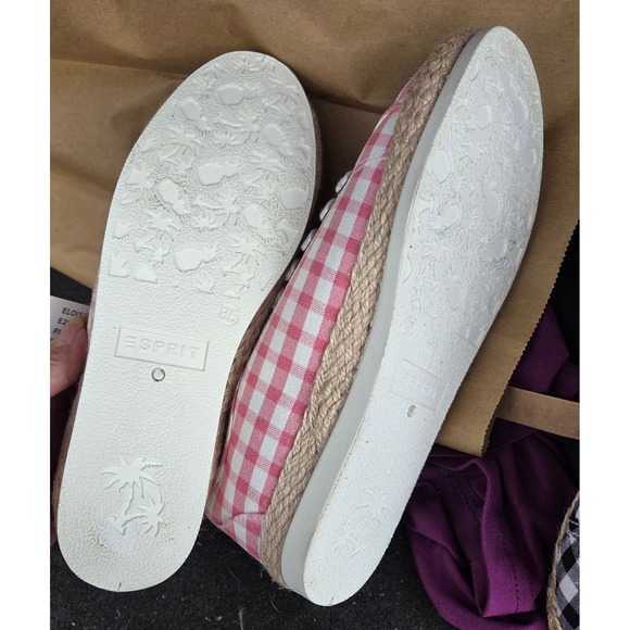 Esprit Eloise Pink Gingham Espadrille Sneakers Women's Size‎ 8.5M New - Picture 4 of 5